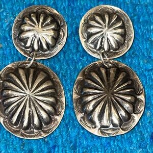 Elegant Sterling Silver Concho Dangle Earrings